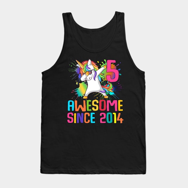 Kids 5 Years Old 5th Birthday Unicorn Shirt Girl Tank Top by Xizin Gao